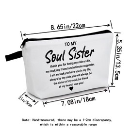 MoCaliduccious Soul Sister gifts for Women Makeup Bag Birthday Gifts for Soul Sister Friendship Gifts for Soul Sister Travel Toiletry Bag (White)