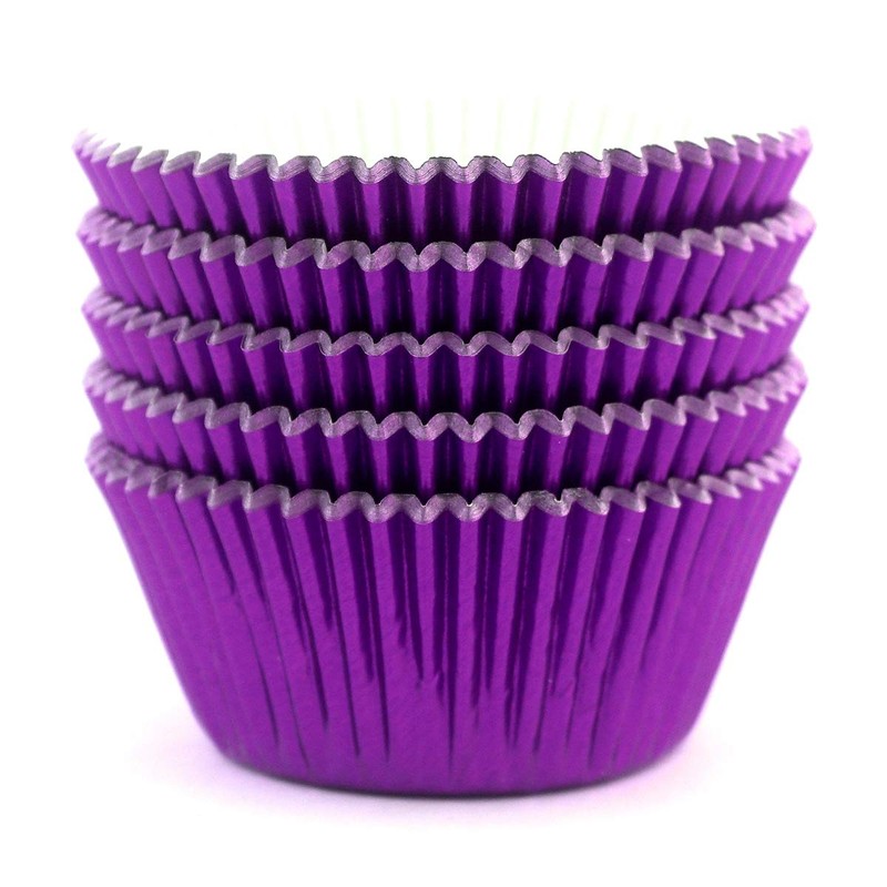 Eoonfirst Foil Cupcake Liners 100 Pcs (Dark Purple)