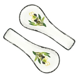 Lashuma Ceramic Kitchen Shelf for Spoons, Olive, Set of 2 Cooking Utensils