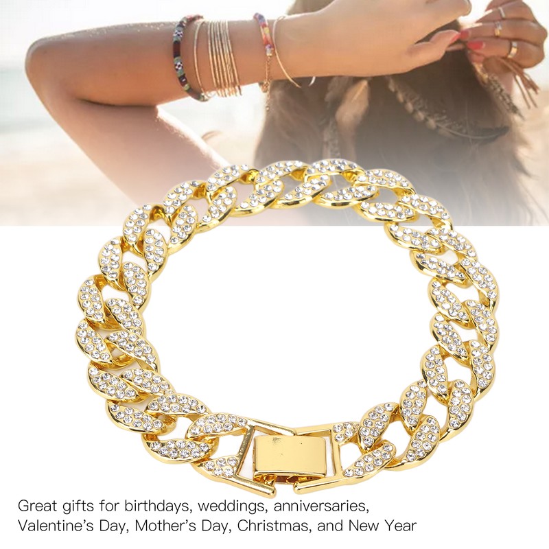 Cuban Bracelet Cuban Boutique Rhinestone Jewelry Hip Hop Couple Bracelet