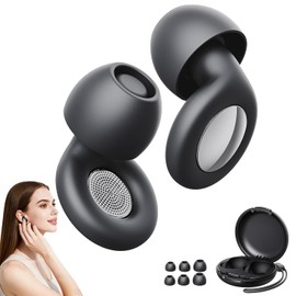 Tapones Auditivos para Dormir, Ear Plugs Lavable y Reutilizable, Tapones Oidos de Silicona con 8 Earplugs y Caja (Negro)