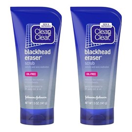 Clean & Clear Exfoliante facial con borrador de puntos negros con ácido salicílico al 2%, lavado facial propenso al acné para exfoliación diaria, exfo