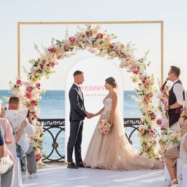 Pinafresa 2.2M Wedding Arch Cover, Matching Wedding Arch Stand Covers, Round Top for Birthday Party, Banquet Decoration, White