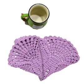 BOMHCS Lace Doily 15 inches to 17 inches Handmade Crochet Round 6 Petals Flower Placemats Coasters Vintage Doilies Vase Cup Mats (1PC, Light Purple)
