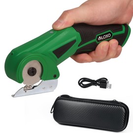 VLOXO Cordless Electric Scissors Upgraded, 4V Electric Cardboard Cutter Rechargeable Fabric Mini Cutter Rotary Multi-Cutting Power Tool with Safety Lock & LED Light for Carpet Leather Felt Storage Box