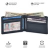 Real Leather Mens Bifold Wallet RFID Blocking Slim Minimalist Front