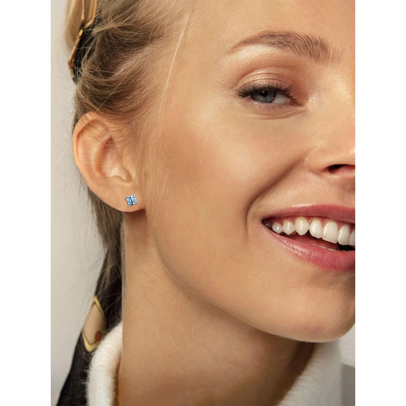ChicSilver March Birthstone Earrings for Women 925 Sterling Silver Small