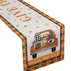 BIPASION Fall Table Runner, Thanksgiving Table Runners Autumn Pumpkin Kitchen Dining Table Decoration for Indoor Outdoor Home Holiday Party Decor 13 x 90 Inch, Yellow Plaid Car