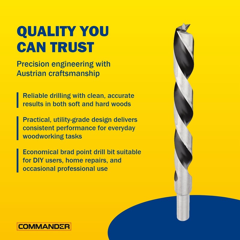 Fisch Chrome-Vanadium Brad Point Ground Wood Drill Bit, 5/16 Inch,