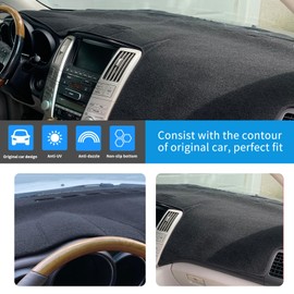 HanLanKa Dashboard Cover Dash Cover Mat Pad Compatible with 2004-2006 Lexus RX330,2007-2009 RX350, 2006-2008 RX400h in Black with Center Speaker Holes