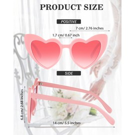 Flutesan 15 Pairs Heart Shaped Sunglasses Vintage Cat Eye Sunglasses for Bachelorette Party Supplies(White, Pink Lenses)
