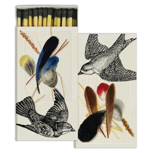 Sparrows and Specimens Match Boxes with Wooden Matches | Set of 2 Decorative Match Boxes