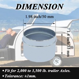 4PCS 1.98" Trailer Hub Cap Trailer Axle Wheel Bearing and Hub Dust Caps Grease Cap Wheel Center Caps with 8 Rubber Plugs, for 2000 to 3500 Pound Boat Trailer Dexter EZ Lube Trailer Camper RV