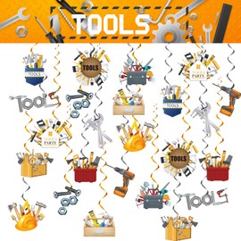 24 Pcs Tools Hanging Swirls Tools Spirals Ceiling Swirls Decorations Tools Hanging Decorations for Tools Birthday Decorations Party Supplies