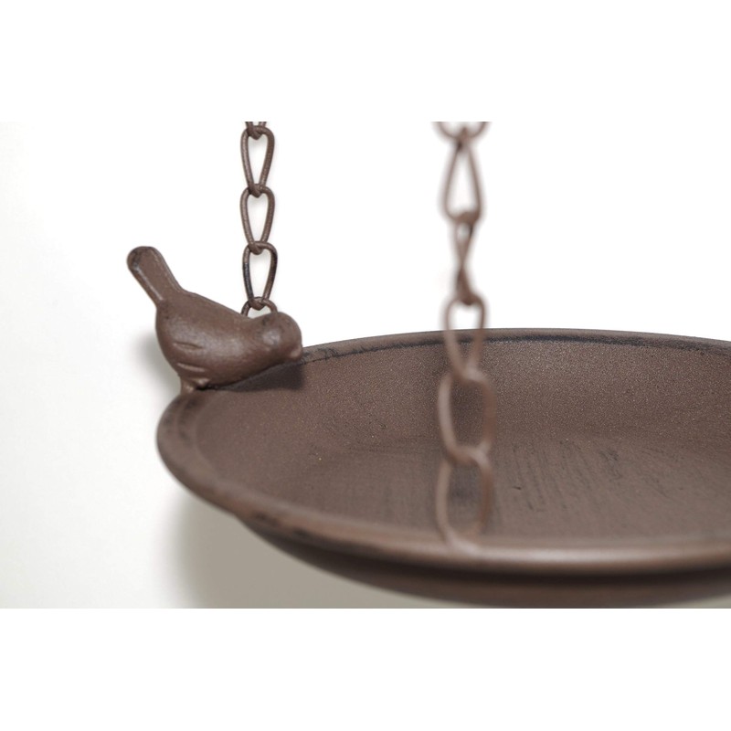 Kobolo Bird Bath Feeder for Hanging Metal Rust Brown 16