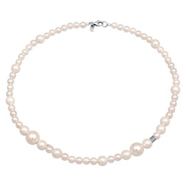 Kuzzoi Men's Silver Necklace with Shell Pearls (6-12 mm) Round Pearl Necklace for Men in 925 Sterling Silver Chain with Pearls Length 45, Sterling Silver Pearl, Pearl
