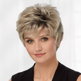 Paula Young Abby WhisperLite Wig Short, Lightweight Style with Chic, Cropped Layers/Multi-tonal Shades of Blonde, Silver, Brown, and Red