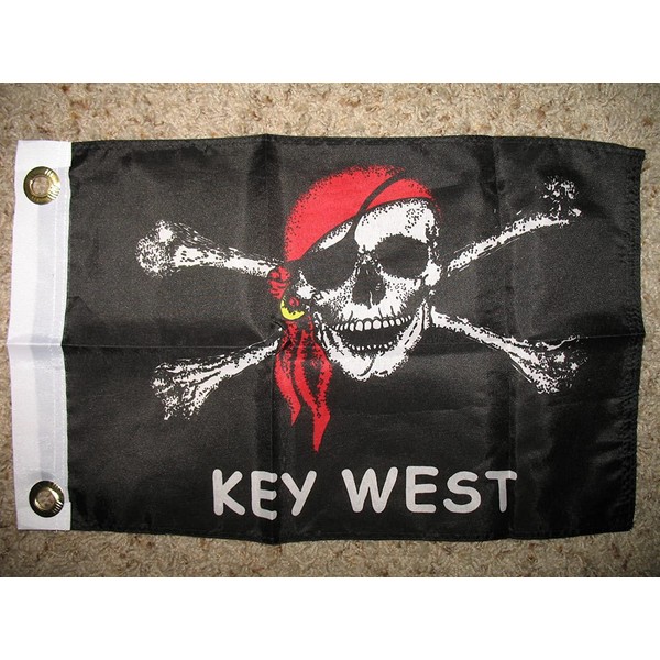 Key West Jolly Roger Pirate SuperPoly 12x18 Boat Flag