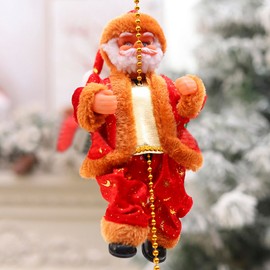 RUIXIA Christmas Electric Singing Santa Claus Dolls Climbing Rope Ladder Musical Plush Twerking Tree Hanging Ornaments Dancing Figure Xmas Birthday Gifts Home Decorations