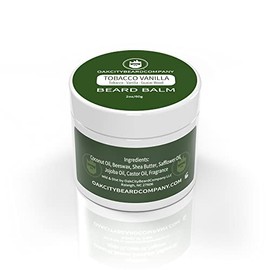 Oak City Beard Company- Bálsamo para barba de 2 onzas de vainilla y tabaco Acondicionador para barba de madera de guayaco y vainilla y tabaco