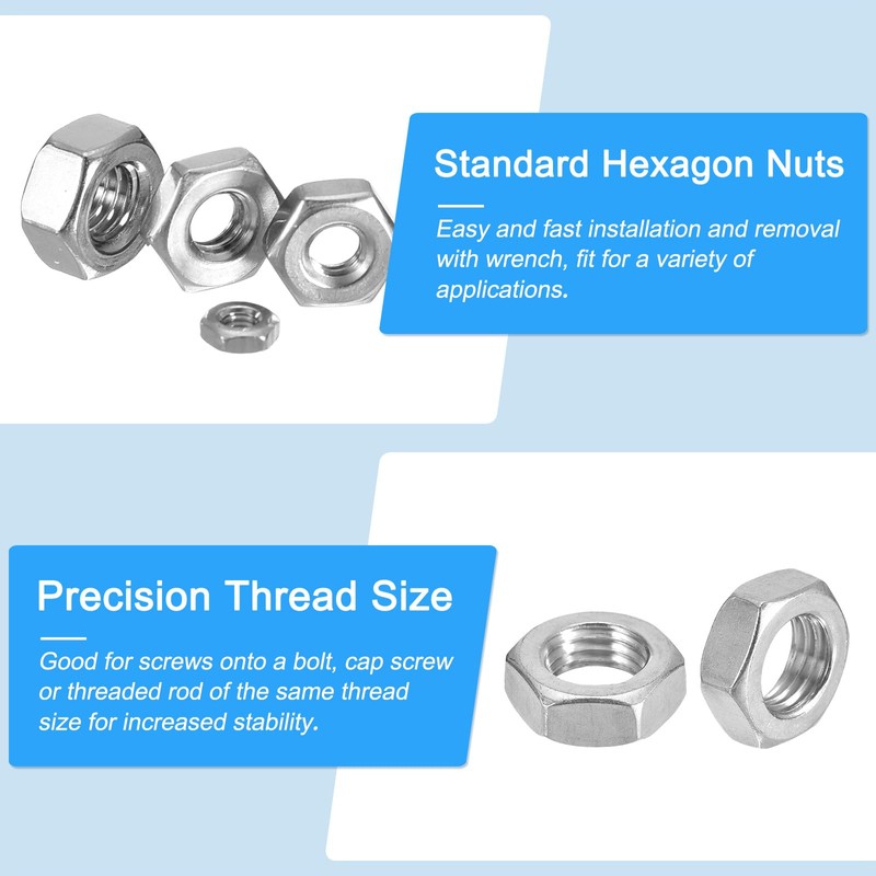 METALLIXITY Hex Nuts (5/16"-18) 5Pcs, 316 Stainless Steel Coarse Thread