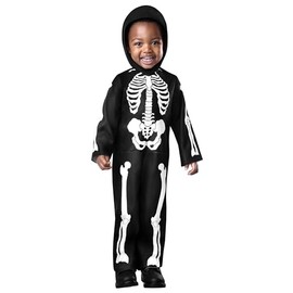 Rubies Boy's Skeleton Costume Jumpsuit and Hood, As Shown, Small