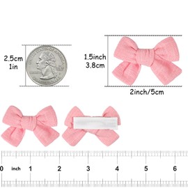 Baby Bows for Girls,Fully Lined 2 Inches Pinky Hair Bows Ponytail Pigtail Bows with Alligator Clips Hair Accessories for Toddlers Infants Kids