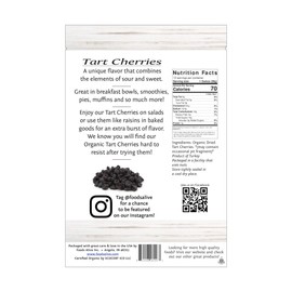 Foods Alive Organic Tart Cherries - Gluten Free Dried Fruit, High in Vitamin C, Great For Trail Mix and Healthy Snacks, Vegan Protein and Fiber Source, Easy and Organic After School Fruit Snacks!
