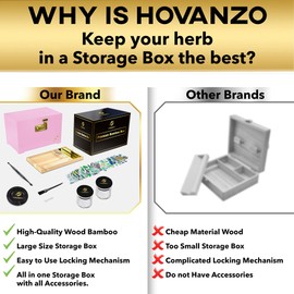 HOVANZO Premium Large Bamboo Storage Box with Combination Lock - Decorative Box Set - Large Wooden Container - Decorative Wood Box with Accessories - Box Kit with Glass Jars