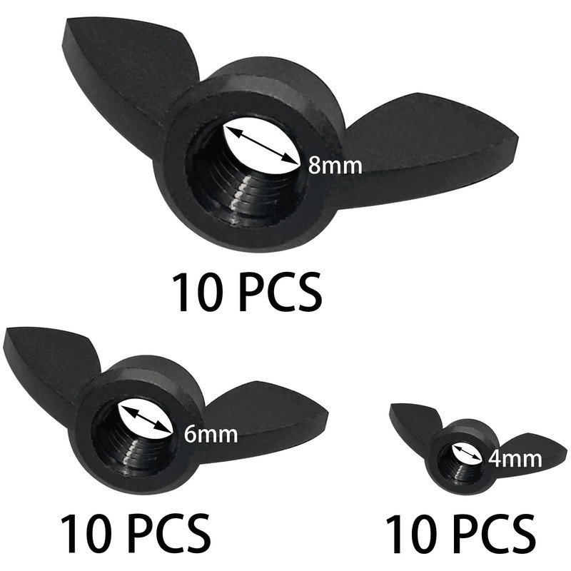 30 PCS M4 M6 M8 Nylon Wing Nuts,Hand Twist Tighten