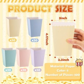 Geiserailie 100 Pcs Mini Popcorn Boxes for Party Colorful Paper Candy Treat Favor Containers Buckets Supplies for Movie Theater Back to School Birthday Carnival Bridal Decorations(Pastel)