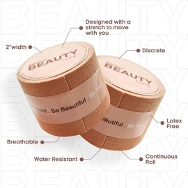Beauty Tape: Body support and Sculpting Tape - Boob Tape to Lift, Separate, Flatten, Push up effect for Dresses, Clothing, Women, Men, Trans, Hypoallergenic, Water Resistant , Sweat Prof, Latex Free tape (4" Roll - Fair)
