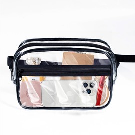 Clear Fanny Pack, Clear Fanny Pack Stadium Approved, Waterproof Cute Clear Fanny Bag Wallet Adjustable Fanny Bag for Men Women Sports Events, Concerts, Music Festivals, Events, Beaches