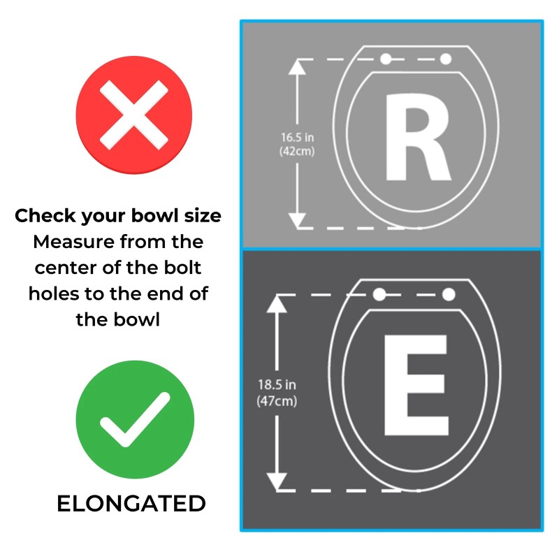Centoco Elongated Toilet Seat Soft Close, Closed Front with Cover,
