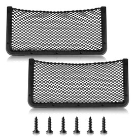2 Pieces Large ABS Plastic Frame Automotive Cargo Nets Car Net Pocket Phone Car Mesh Net Holder RV Storage Boat Cargo Pocket Organizer Framed Mesh Net Pocket with Screws for Auto RV Net(16 x 8 Inch)