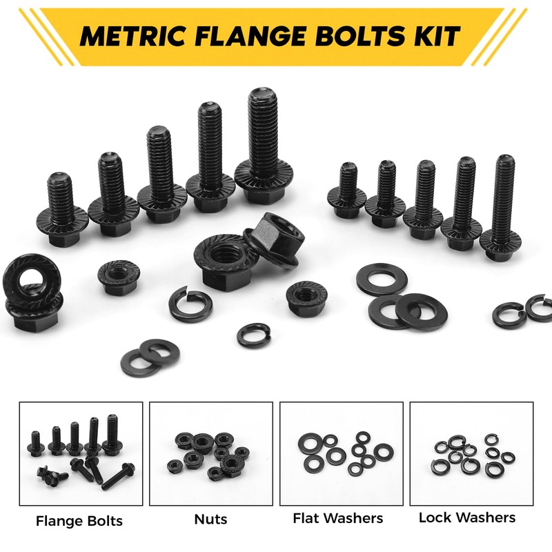 Homwin 286Pcs Flange Metric Bolt Assortment, M6-1.0, M8-1.25, M10-1.5 (12mm