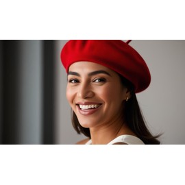 COSHAL® Womens Wool Beret Hat Women French Style Berer Hat Plain Classic Color Beret Hats Unisex Soft Warm Outdoor Vintage Artist Hat's Beanie Unisex Beret's Red