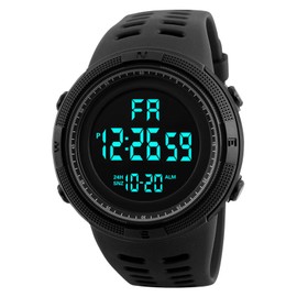 Reloj Digital Deportivo, Militar, Moderno, Pantalla Retroiluminada, Dual Time, Cronómetro, Temporizador, Alarma, Calendario, Correa Ajustable de Caucho, Resistente al Agua