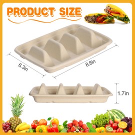 Crazystorey 20 Pack Disposable Taco Holders, Premium Taco Holder Disposable Individual Biodegradable Taco Stand with 3 Compartments Paper Taco Plates Serving Set for Party Taco Tuesday Taco Bar (20)