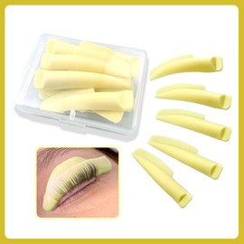Eyelash Perm Pads Lash Lift Rods Eyelash Perm Silicone Pads 5 Sizes Reusable Soft Lash Lift Pads Shield for Different Length Eyelashes Perfect Lifting (Pale yellow)