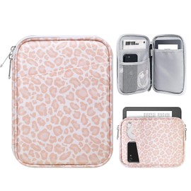 TiMOVO 6-7 inch Tablet Case for New Kindle Paperwhite and Kindle Colorsoft Signature Edition, Protective Case with Pocket for Kindle E-Reader/Kindle Oasis, Pink Leopard