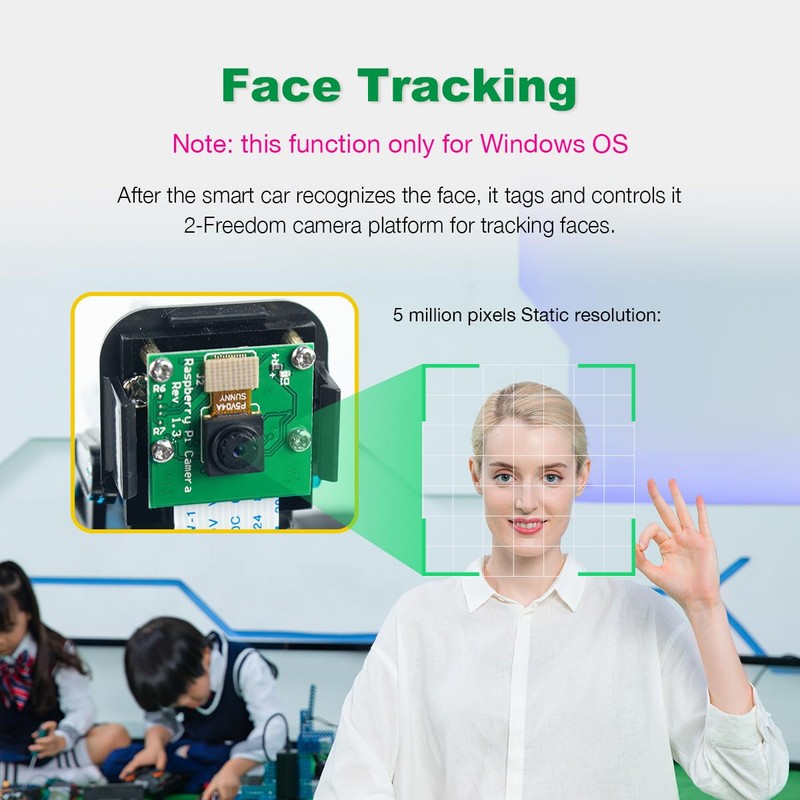 LAFVIN 4WD Smart Car Kit for Raspberry Pi5/4B/3B+/3B/2B/1B+ with Tutorail