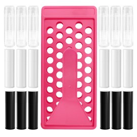 YouFuyi 50 Lip Balm Container Kit with Filling Tray and Spatula, Round Tube Refillable Empty Tube 3 Colors, 0.15 oz, BPA Free, for DIY Homemade Lipstick Lipstick (50 black kits,)