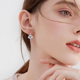 URONE Poodle Earrings For Women 925 Sterling Sliver Poodle Dog Earrings Leverback Pet Lovers Jewelry Gifts