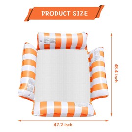 WIKIMO Air Mattress Pool with Net 124 x 120 cm, Pool Accessories, Air Mattress Water, Swimming Pool Toy 4-in-1 Inflatable Swimming Seats, Chair Inflatable (Orange)