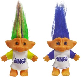2packs Vintage Troll Dolls Set,Retro Troll Doll Chromatic Adorable for Collections, School Project, Arts and Crafts, Party Favors (Style7-Bingo Colorful+Bingo Blue)