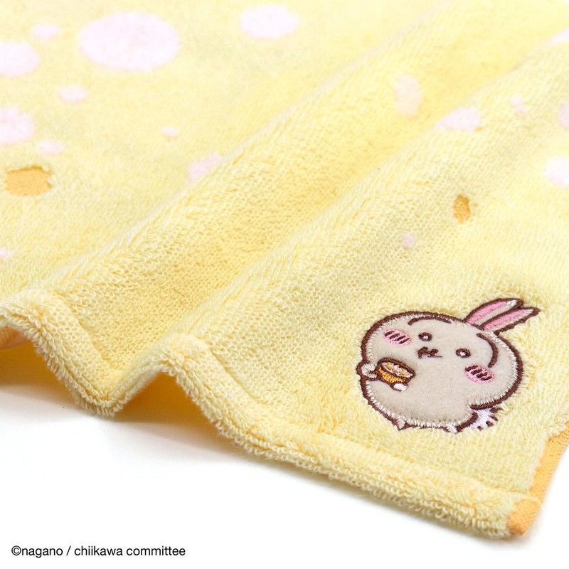 Chiikawa 41-1260080 Supa Towel Handkerchief, Yellow, Rabbit, Approx. 9.8 x