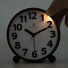 Lafocuse Analogue Alarm Clock, No Ticking, Metal Black 3D Numbers,