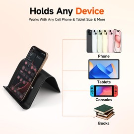 kclkda Flexible Tablet Holder for Travel, Foldable Airplane Phone Holder, Universal Leather Tablet & Phone Stand for Desk, Kindle, Bed, Long Flight Travel Accessories, Plane Essentials (Black)