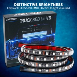 SHEDALED 2PCS 60 Inch RGB Truck Bed Light Strip Kit with App Control, 180 LEDs Neon Accent Lights, Ultra Long Cable, IP68 Waterproof for Truck, Boats